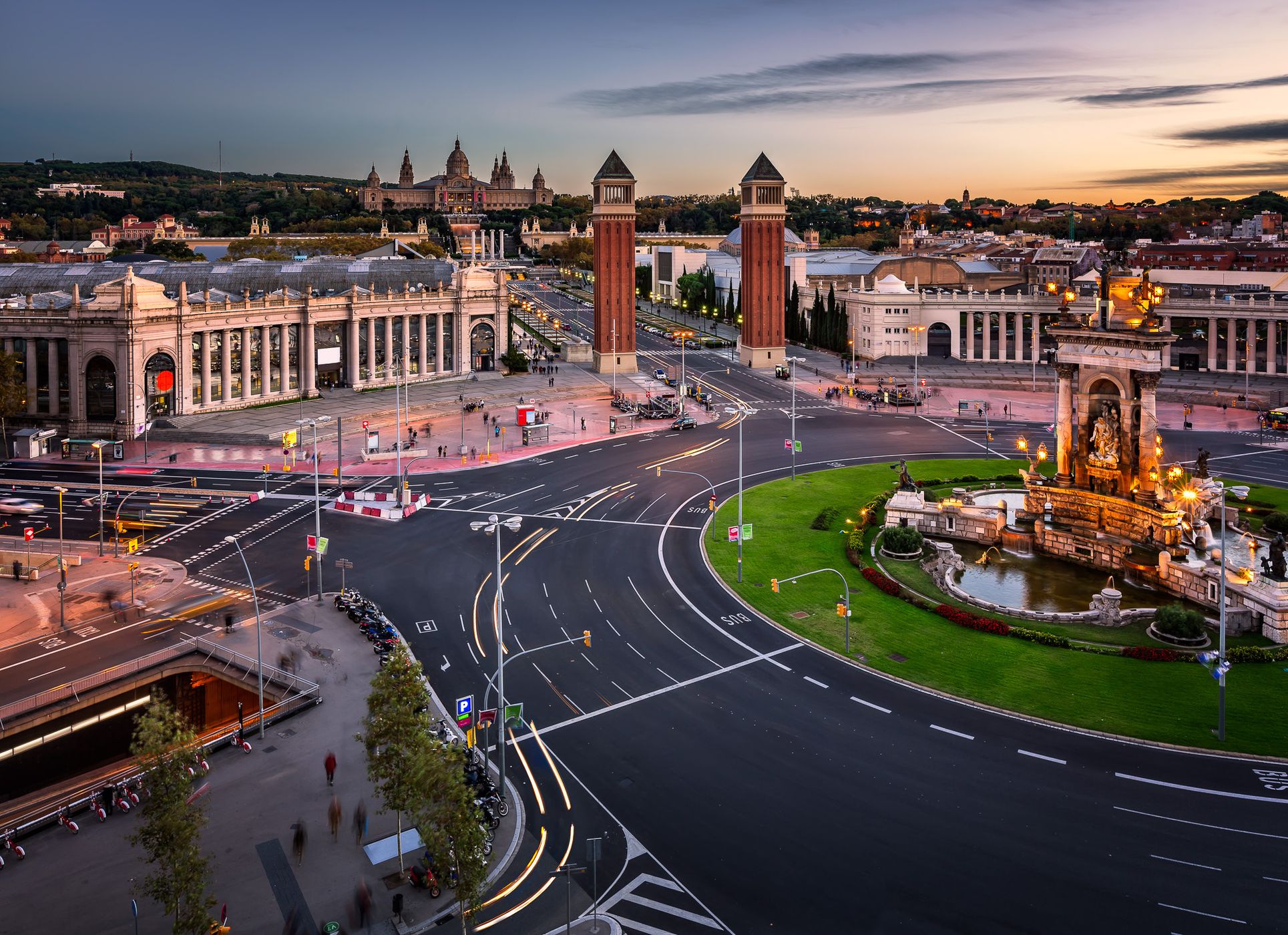 Montjuic Hill with National Art Museum of Catalonia, Barcelona, Spain