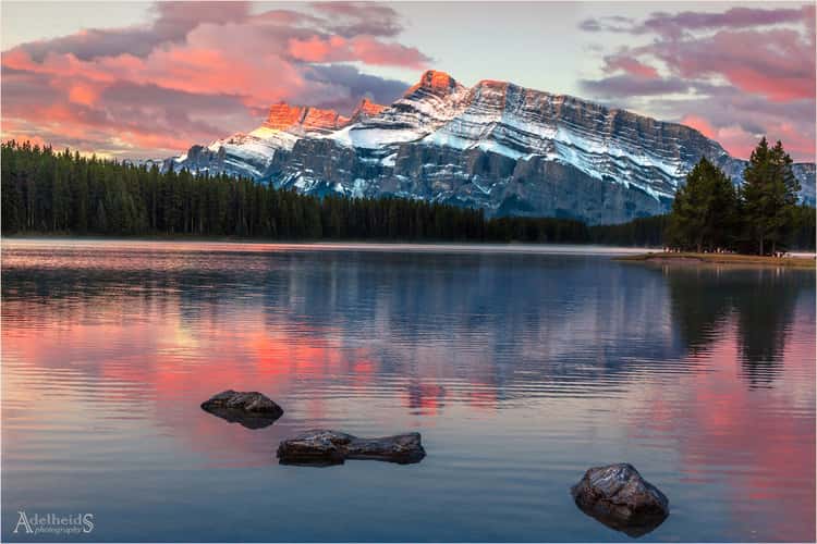 Mt Rundle from 2 Jack Lake
