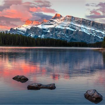 Mt Rundle from 2 Jack Lake, Canada