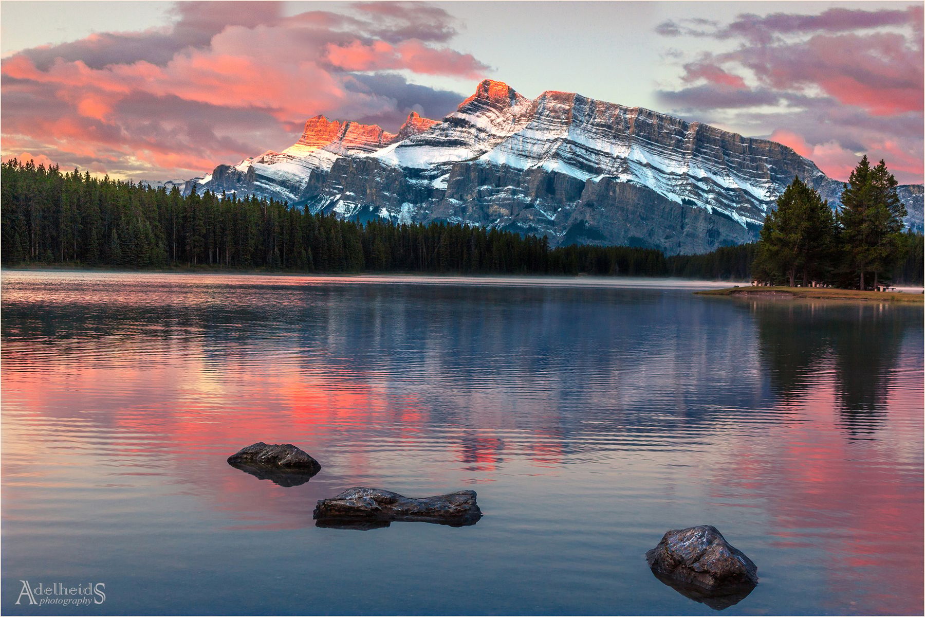Mt Rundle from 2 Jack Lake, Canada