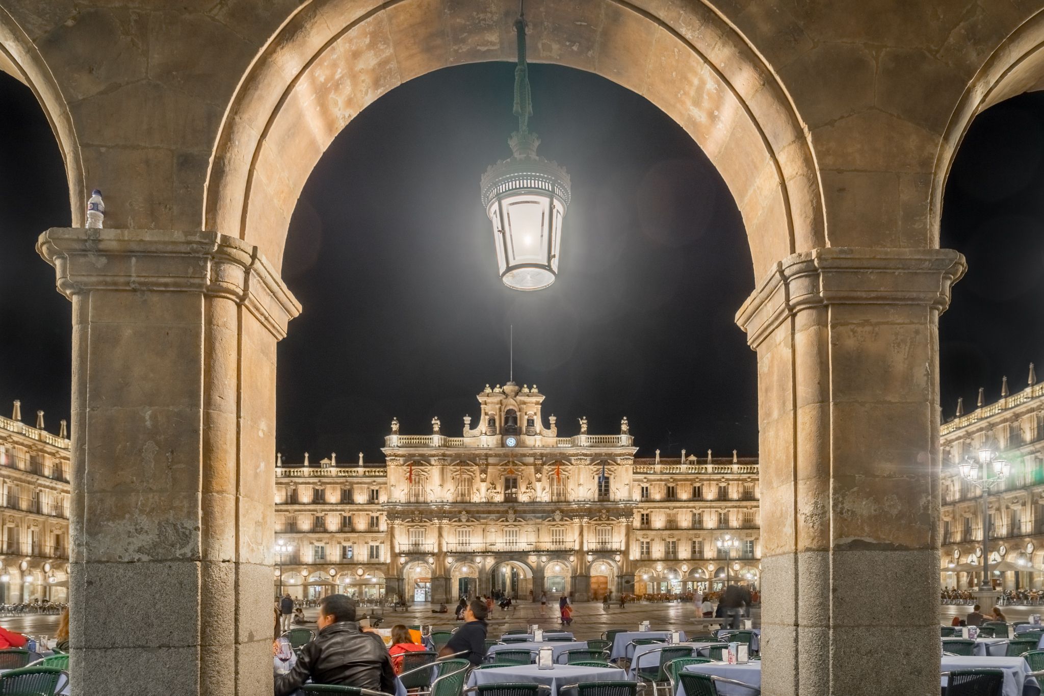 Plaza Mayor, Salamanca at night., Spain