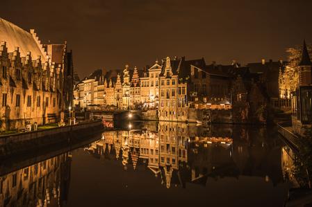 Reflections during light festival in Ghent