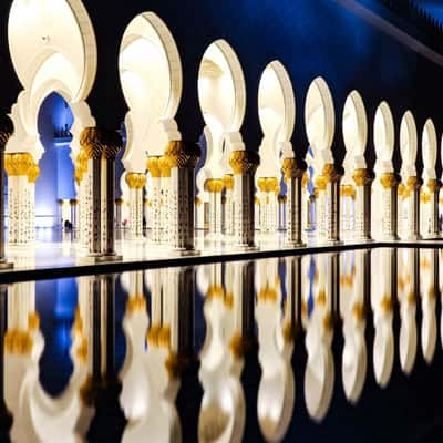 Pillars of Sheikh Zayed Mosque, Abu Dhabi, United Arab Emirates