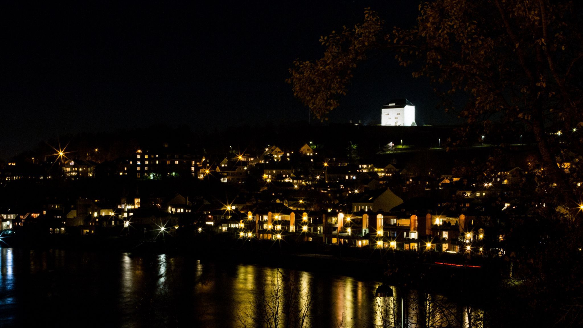 View over Nidelva towards Nidaros and Kristiansten, Norway