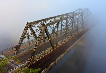Alexandra Bridge in the fog from Nepean Point
