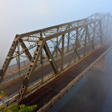Alexandra Bridge in the fog from Nepean Point, Canada