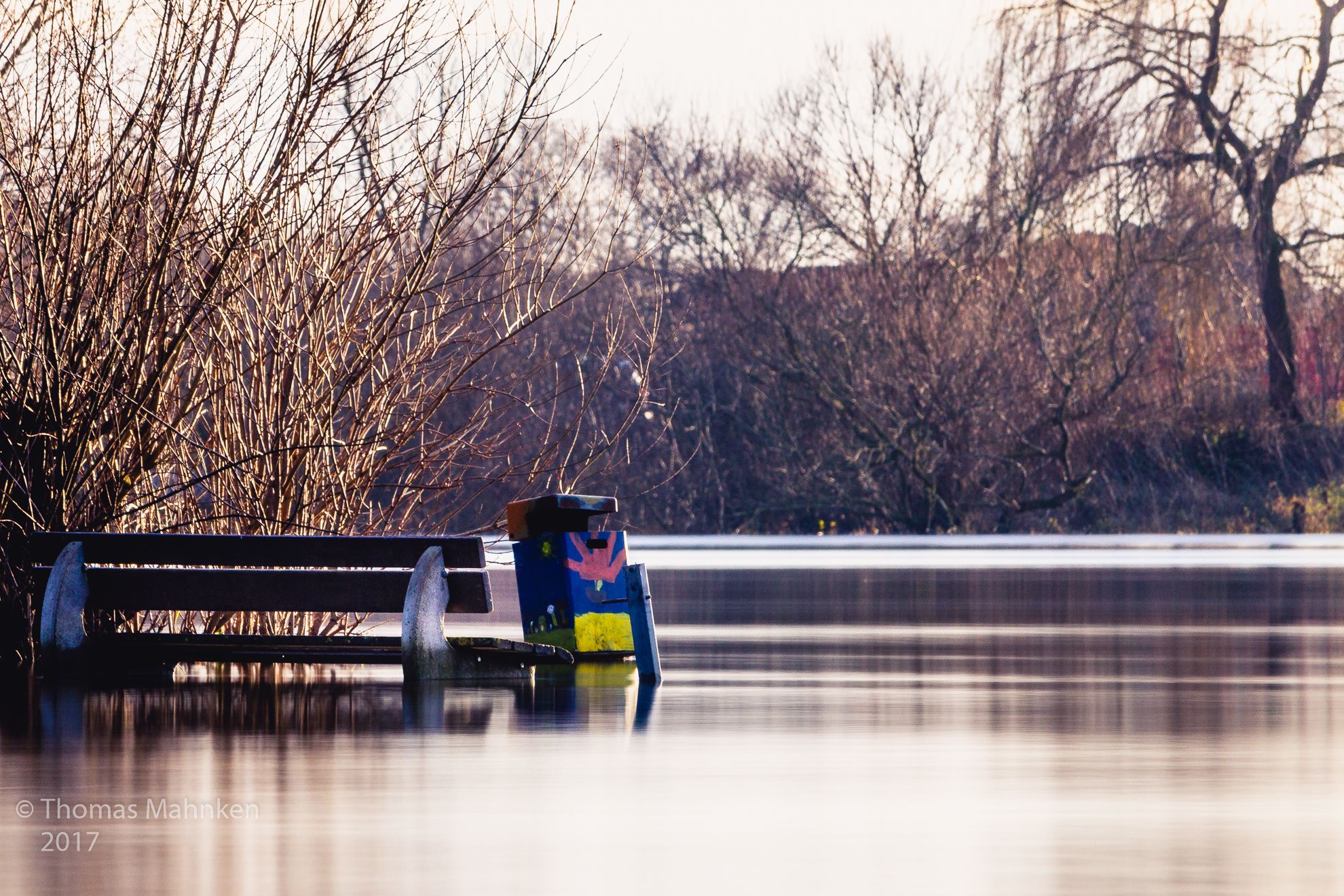 Flooded river Weser near Achim, Germany
