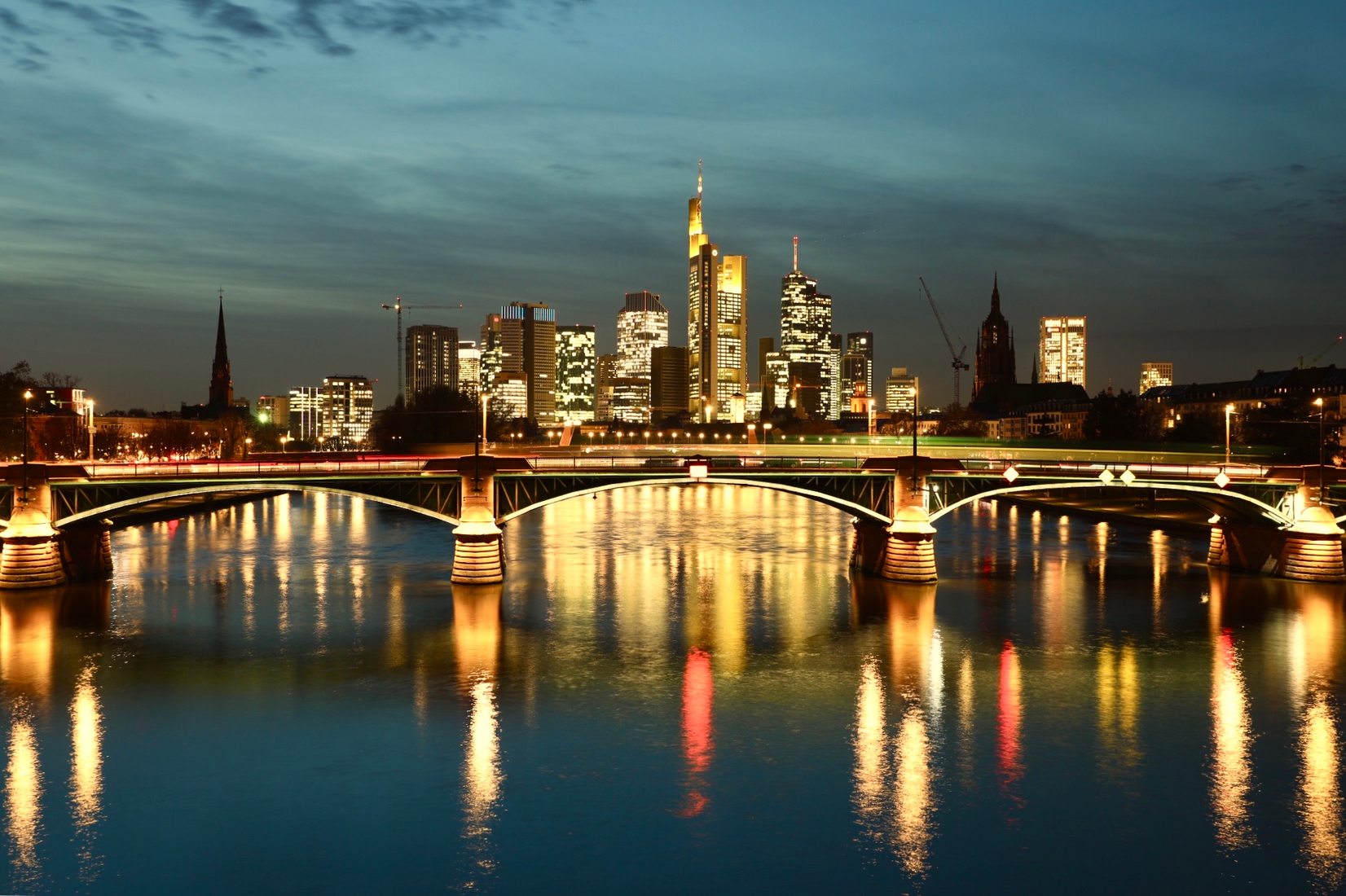 View from the Flößerbrücke, Frankfurt am Main, Germany