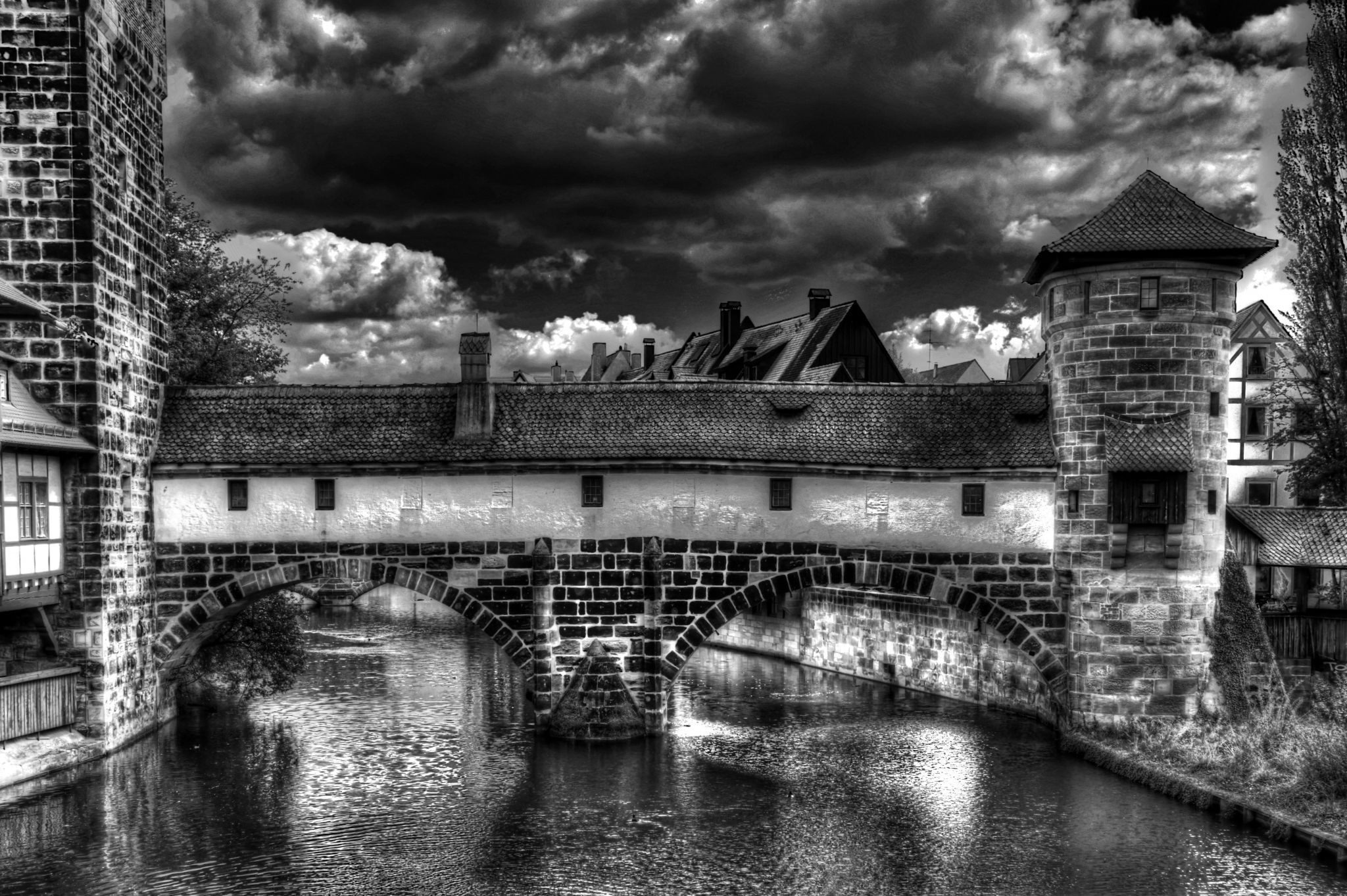 Old town and Henkersbrücke, Nuremberg, Germany