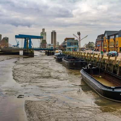 Barges at Husum inner harbour, Germany