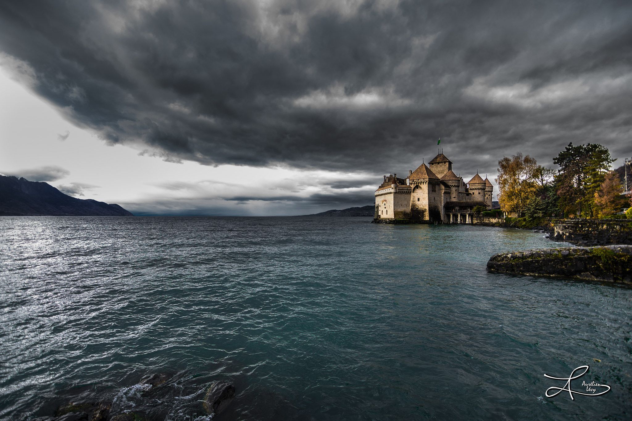 Chillon Castle at Lake Geneva, Switzerland