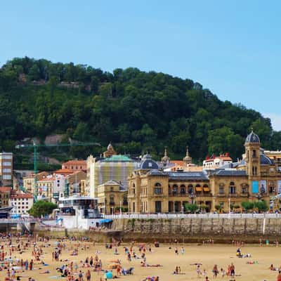 City Hall and Monte Urgull (San Sebastian), Spain