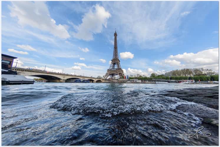 Eiffel tower seen from Port Debilly, Paris