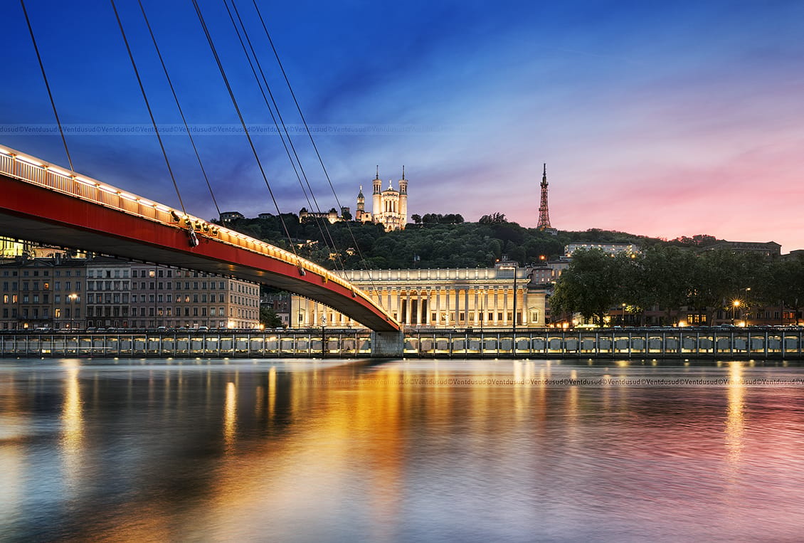 Lyon, from Saône bank, France