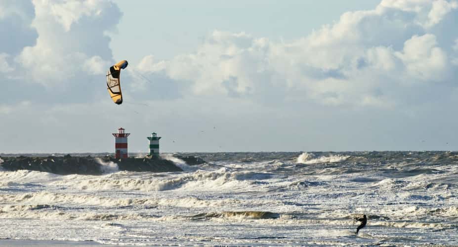 Scheveningen beach with view on the harbour