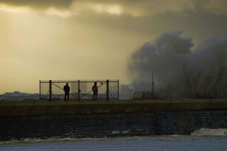 Scheveningen beach with view on the harbour