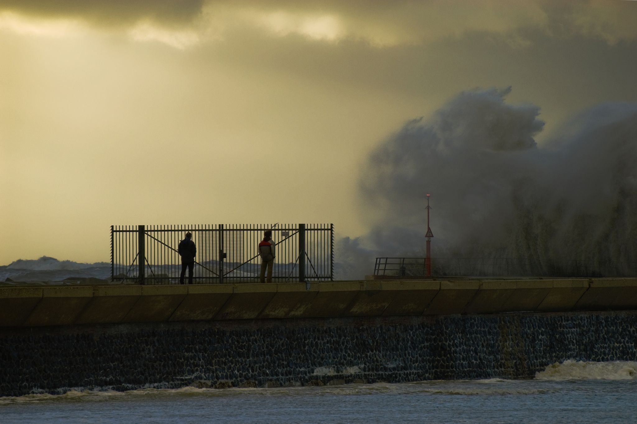 Scheveningen beach with view on the harbour, Netherlands