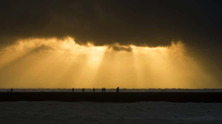 Scheveningen beach with view on the harbour