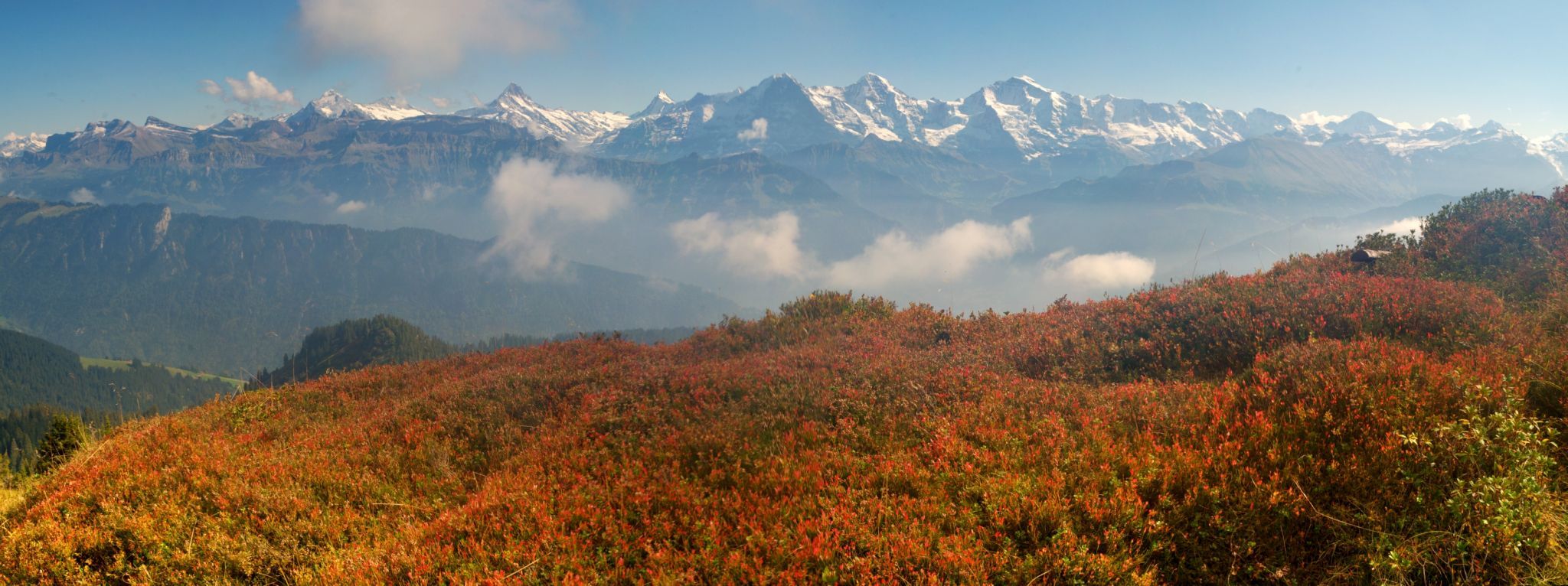The 3 big mountains seen from Güggisgrat, Switzerland