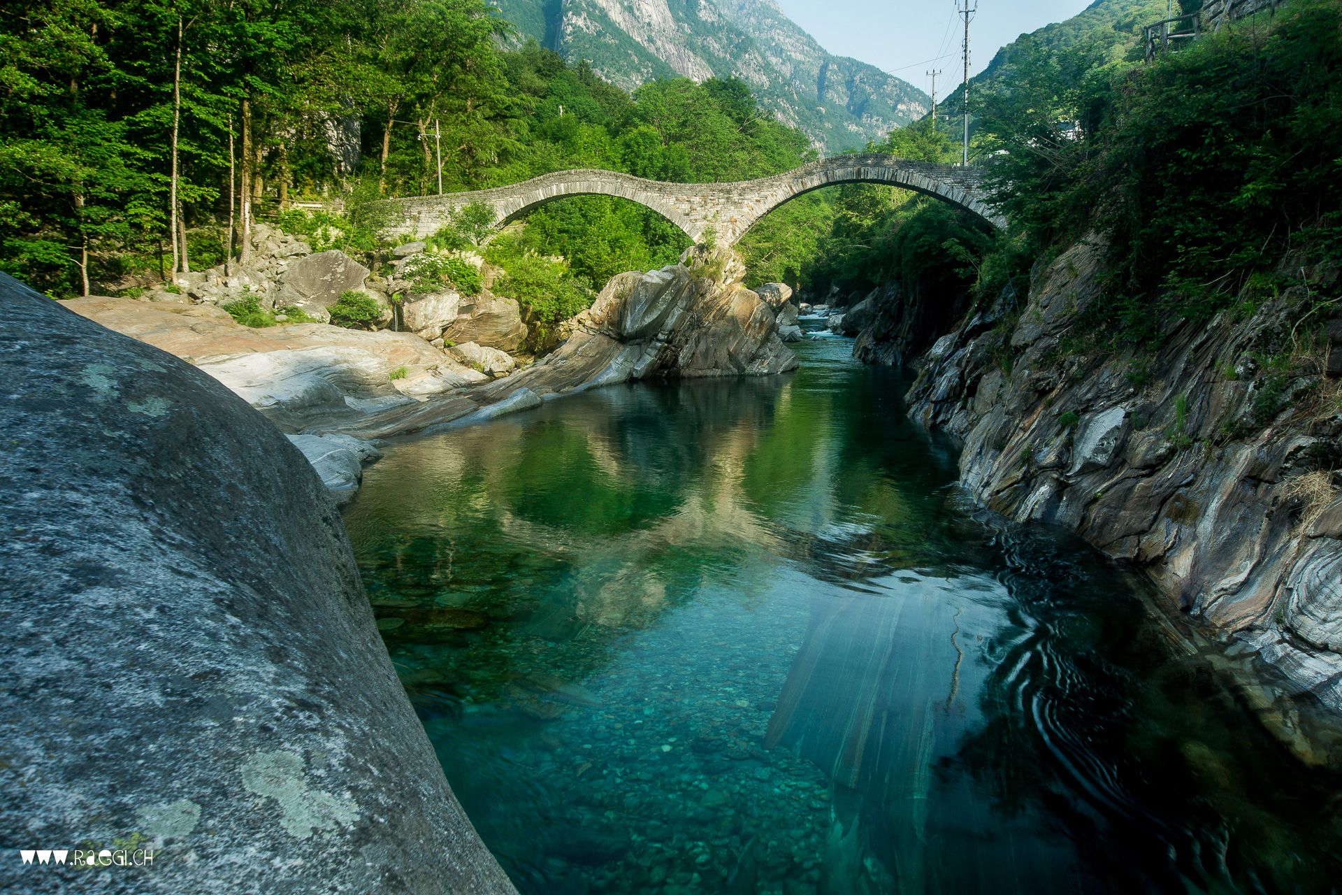 Verzasca with Church Maria degli Angeli, Switzerland