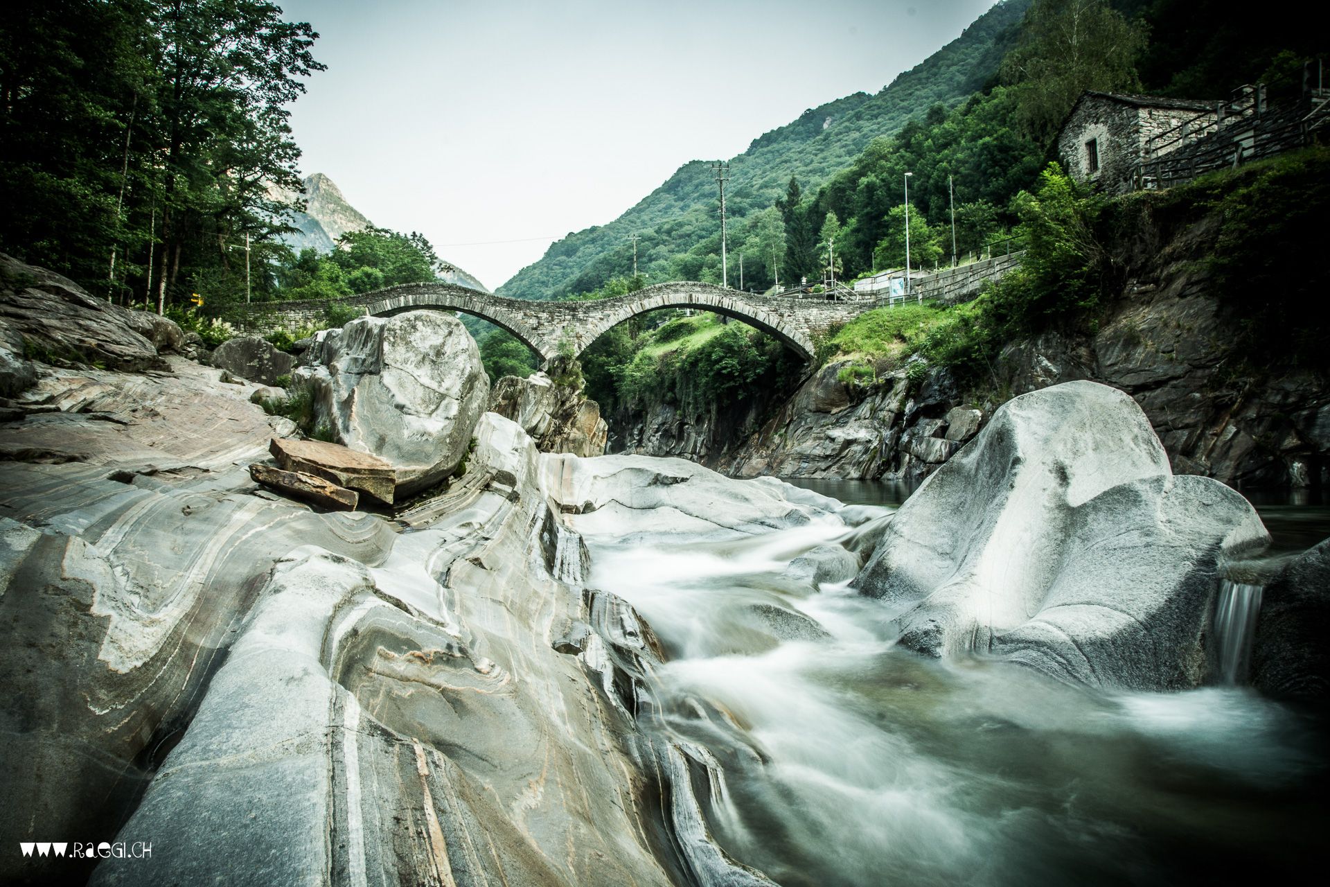 Verzasca with Church Maria degli Angeli, Switzerland