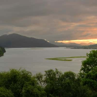 View on Eilean Donan Castle from above, United Kingdom