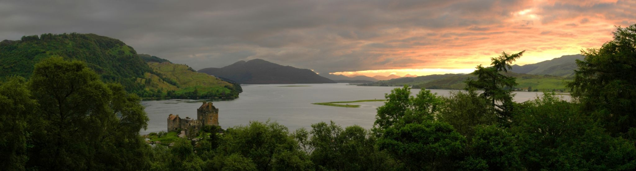 View on Eilean Donan Castle from above, United Kingdom
