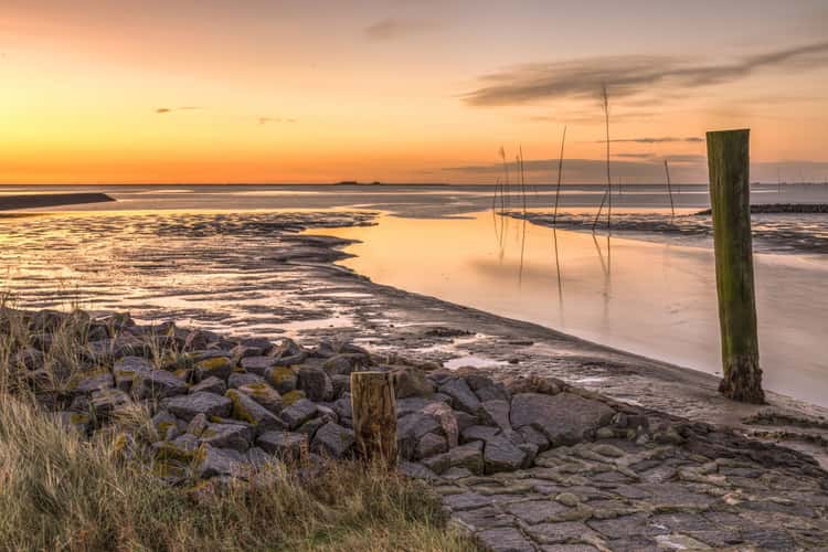 Wadden Sea and Hallig Gröde seen from Hallig Oland