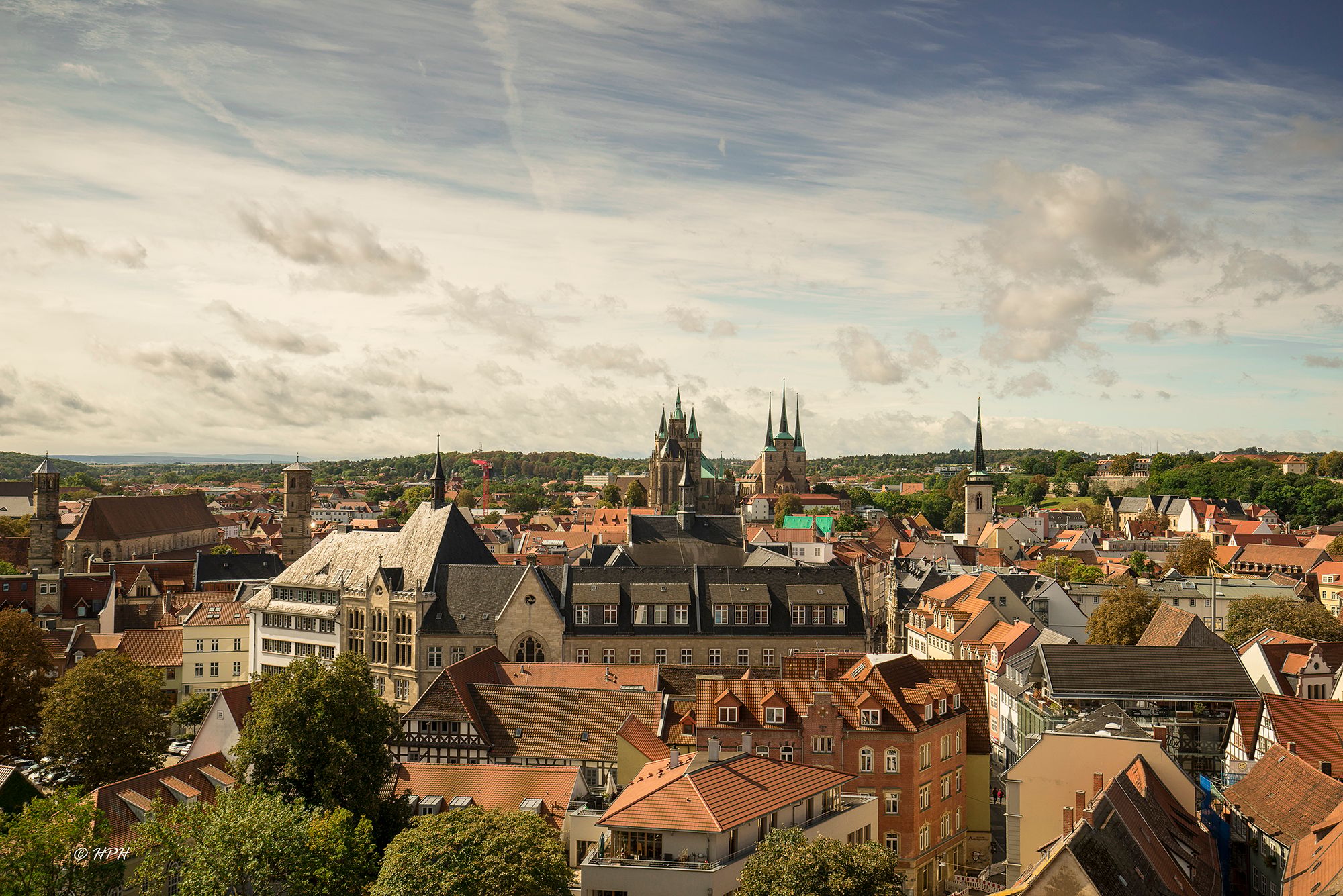 a view from the Ägidienkirche over Erfurt, Germany