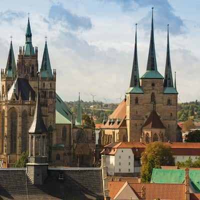 a view from the Ägidienkirche over Erfurt, Germany