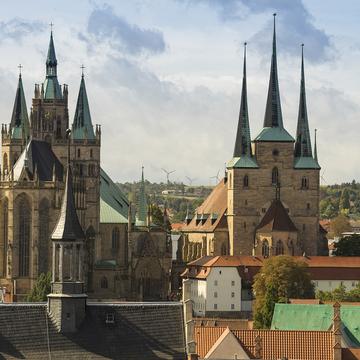 a view from the Ägidienkirche over Erfurt, Germany