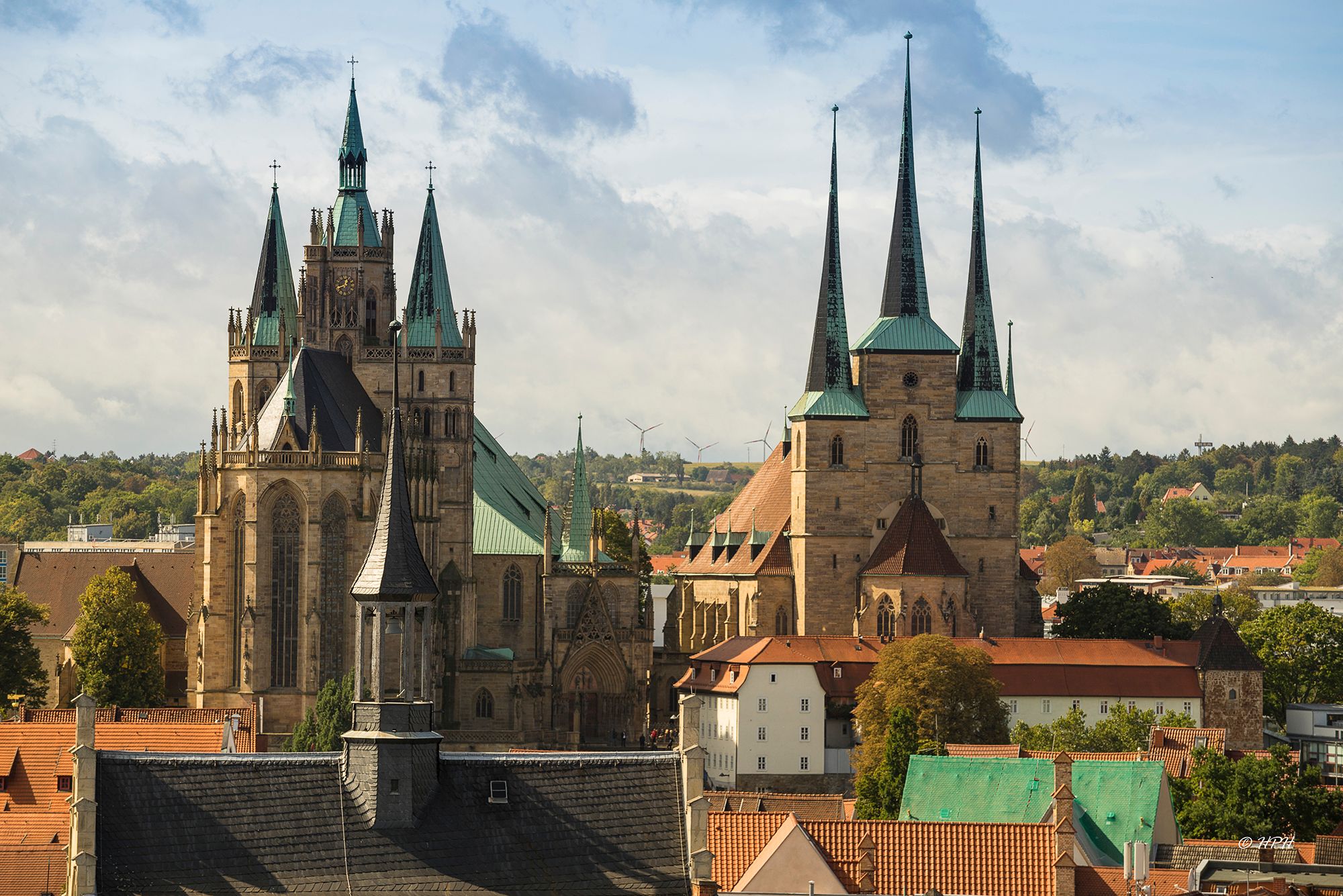 a view from the Ägidienkirche over Erfurt, Germany