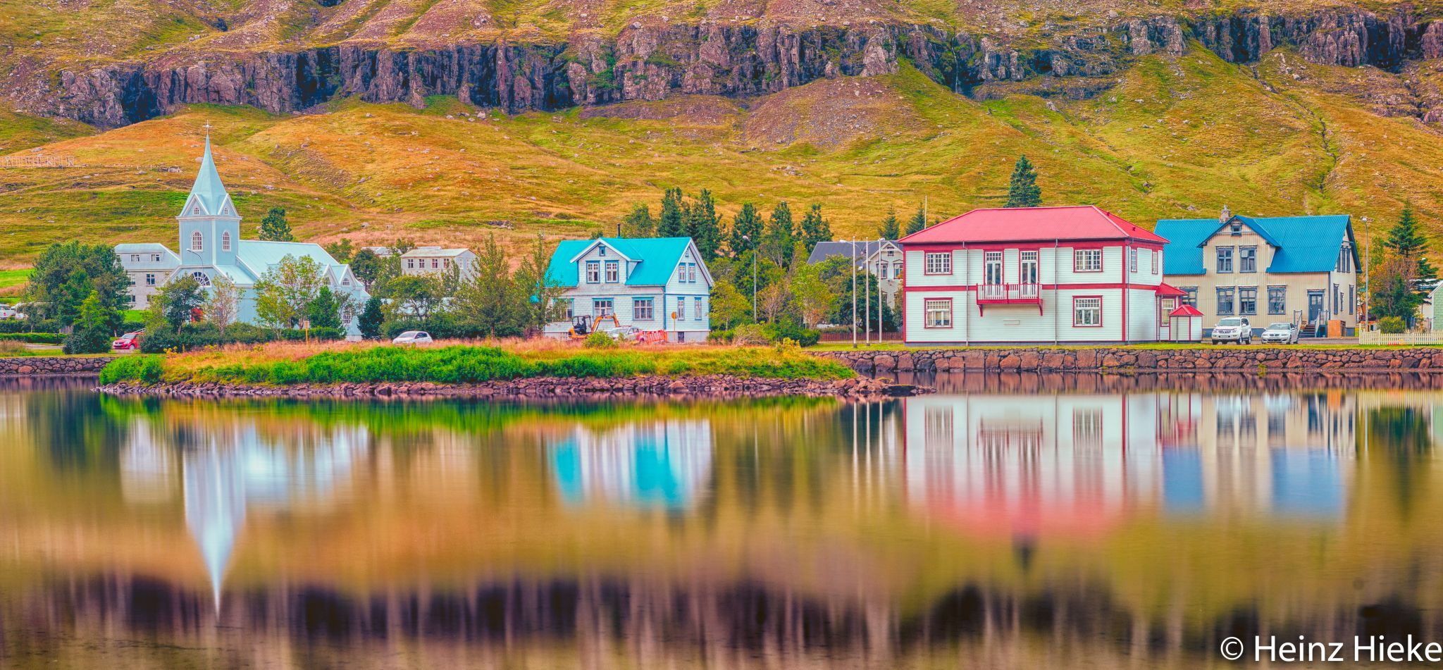 Seydisfjordur and the blue church, Iceland