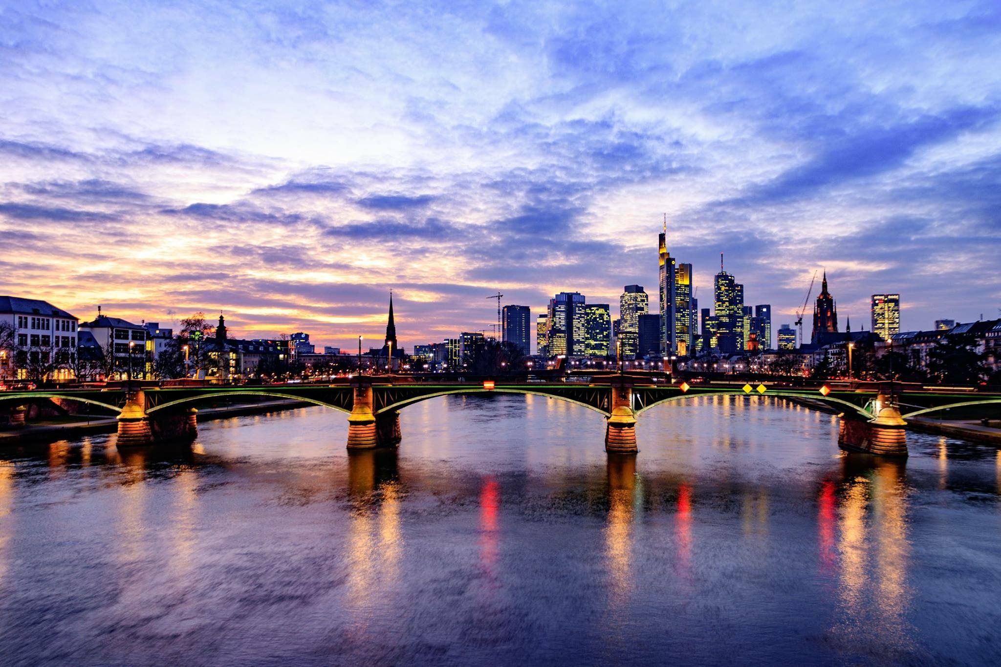 View from the Flößerbrücke, Frankfurt am Main, Germany