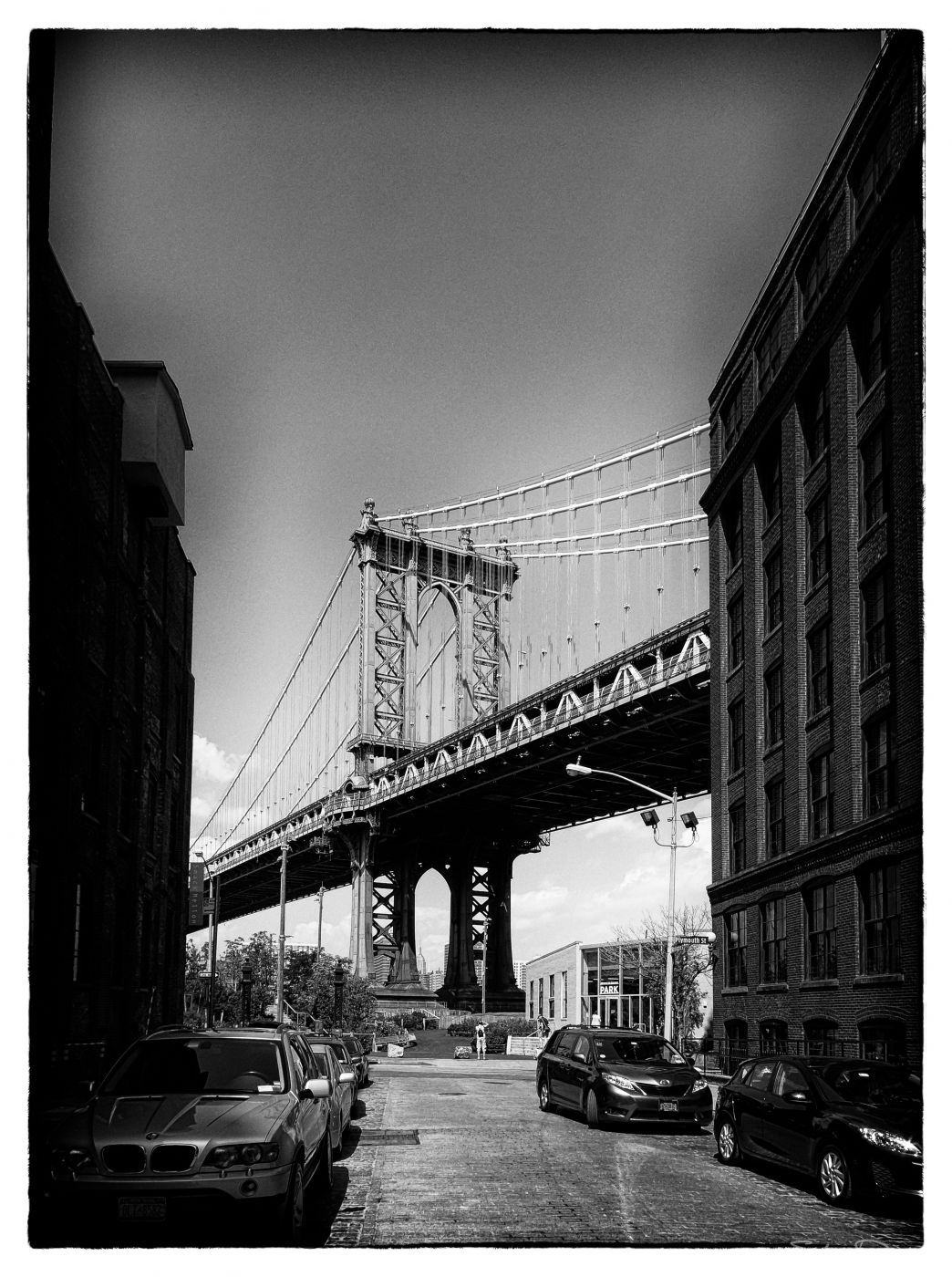 Manhattan Bridge from Washington St., New York City, USA