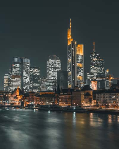 Skyline View at Alte Brücke, Frankfurt am Main