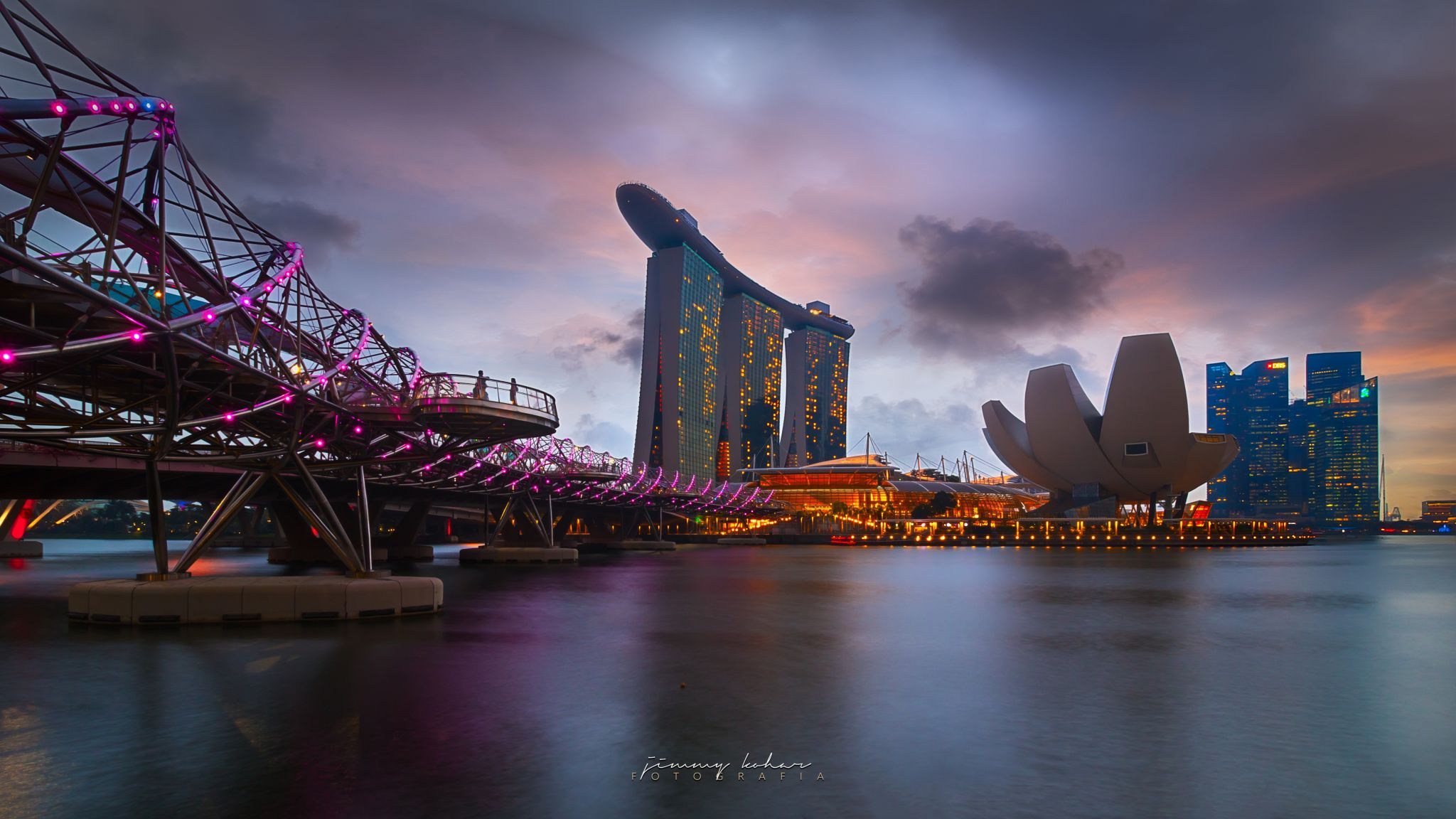 Helix Bridge & Marina Bay Sands, Singapore, Singapore