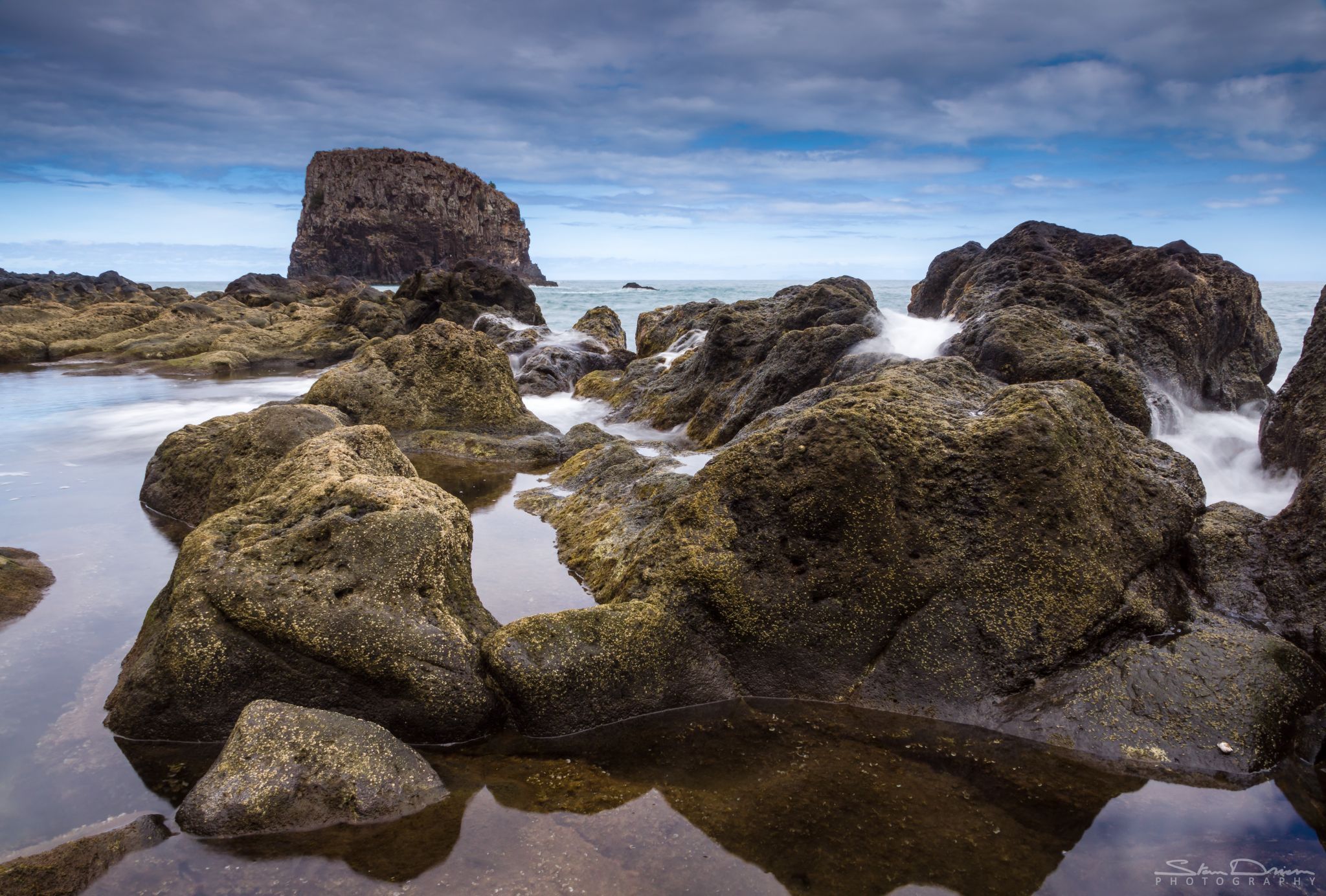 Tidal pools at afterglow, Portugal
