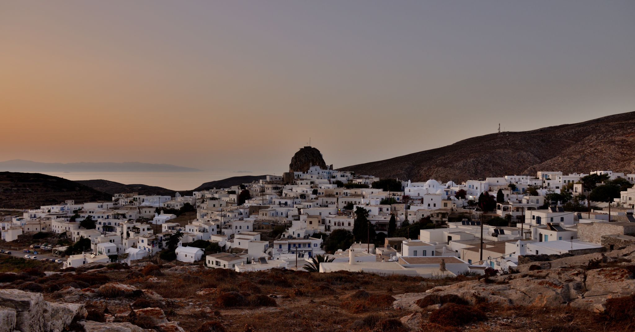 Amorgos town (chora) at sunset, Greece