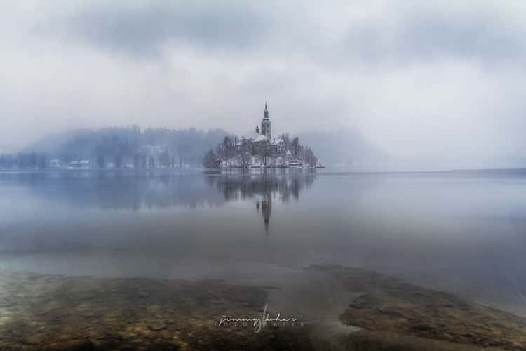 Lake Bled - Wooden Jetty - Rock covered with coins