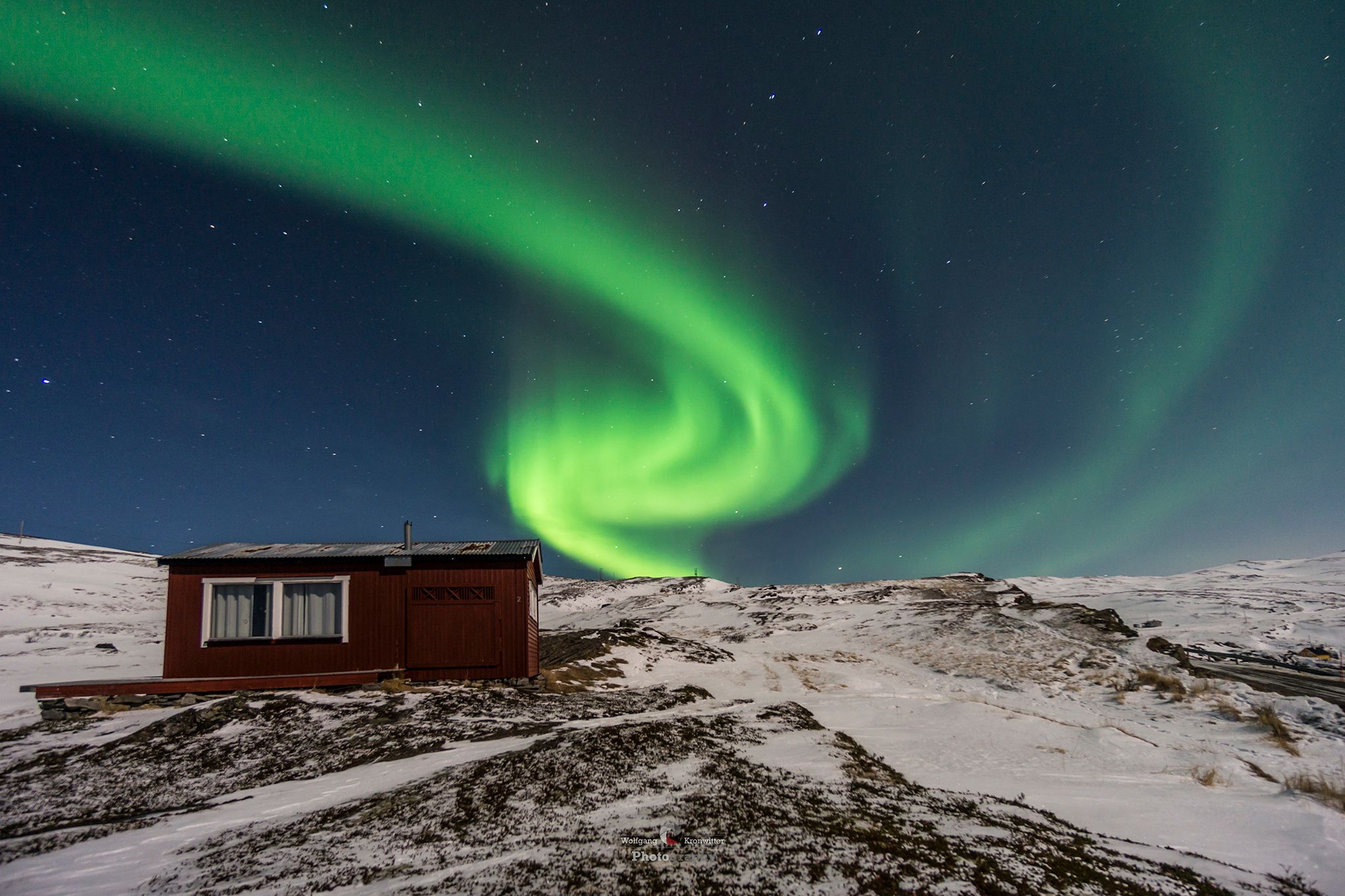 Cabin under the northern lights, Norway