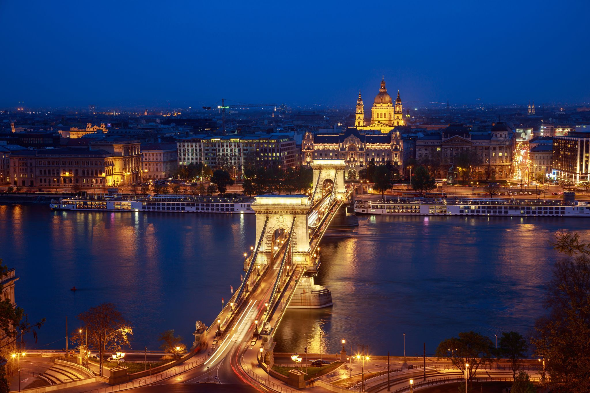 Chain Bridge from Sándor Palace, Budapest, Hungary