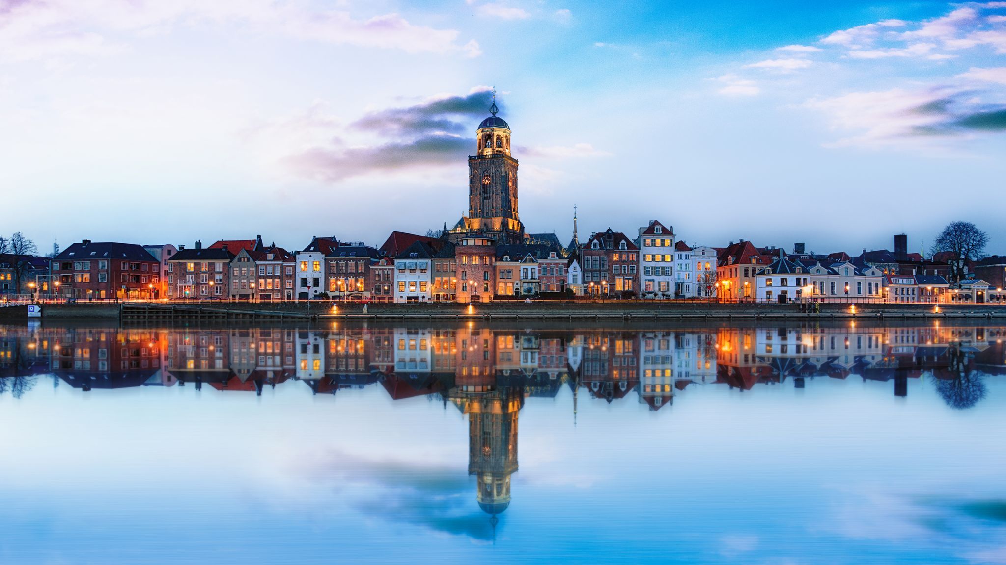 Deventer Skyline reflected, Netherlands