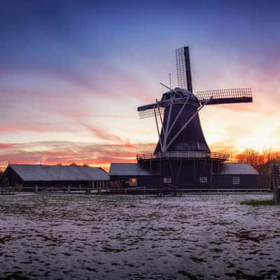 Deventer Woodsaw Mill during sunset., Netherlands
