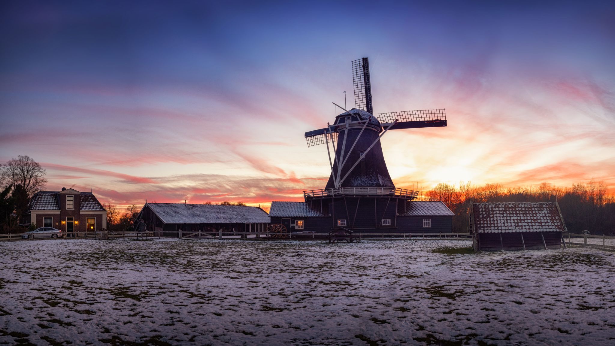 Deventer Woodsaw Mill during sunset., Netherlands