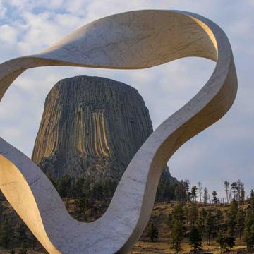Devlis Tower through the Circle of Sacred Smoke Sculpture, USA