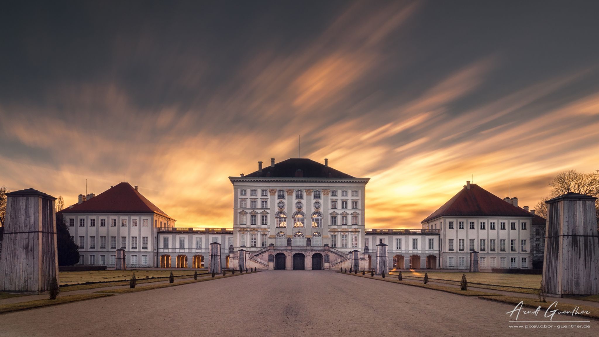 Morning glow over the Nymphenburg Palace, Munich, Germany
