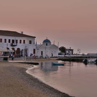 Mykonos' Old Port at sunset, Greece