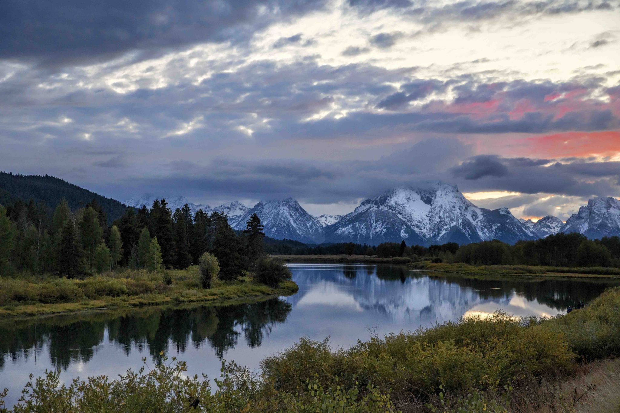 Oxbow Bend at sunset, USA
