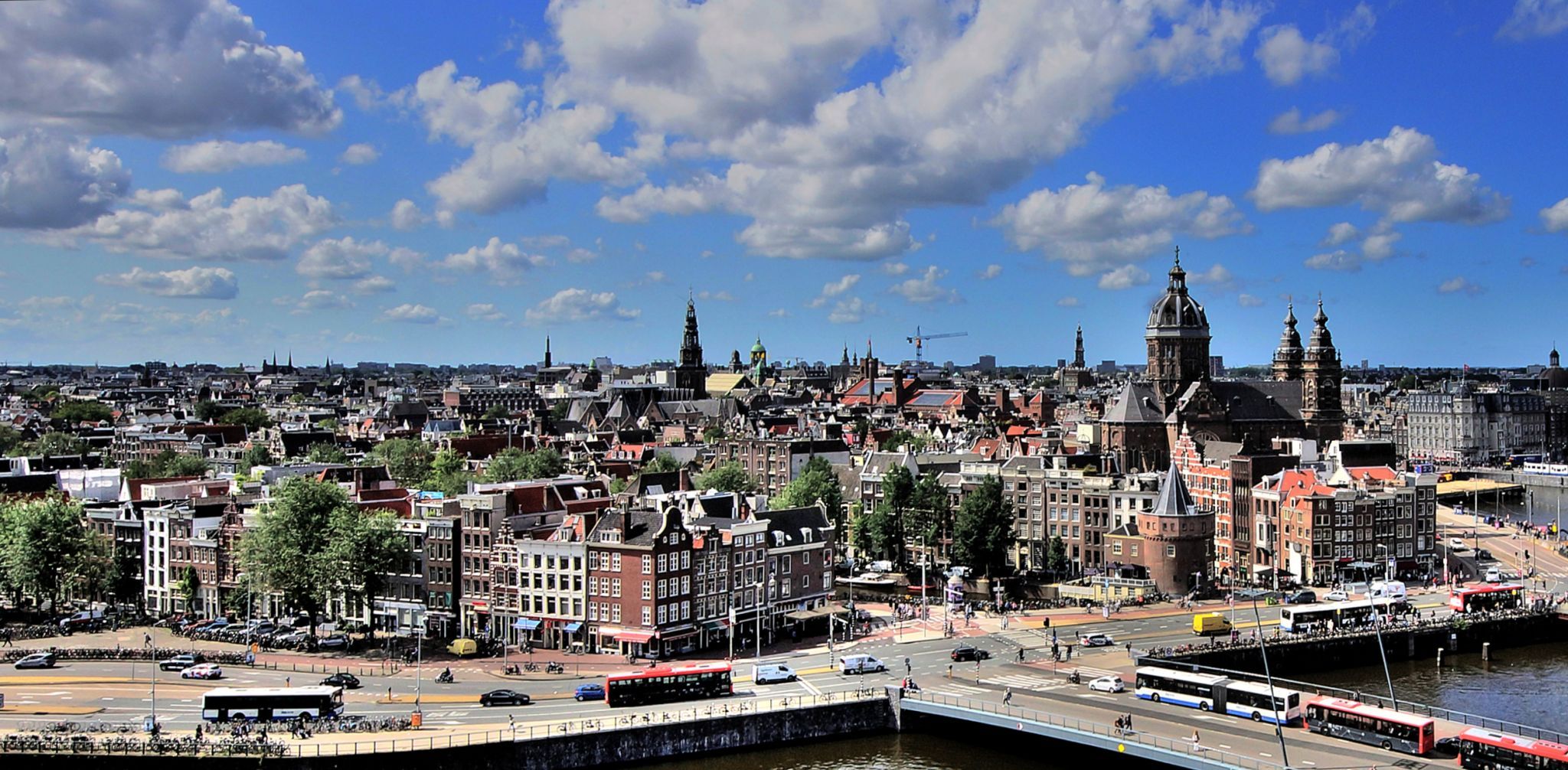 Panoramic view on Amsterdam Skyline, Netherlands